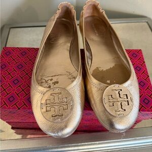 Tory Burch Minnie Travel Ballet With Leather Logo Size 9.5